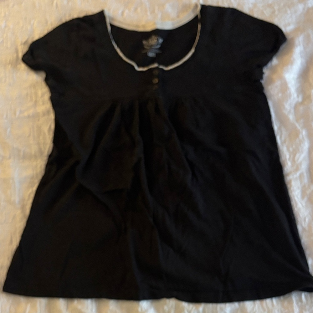 Route 66 Black Blouse with White Trim